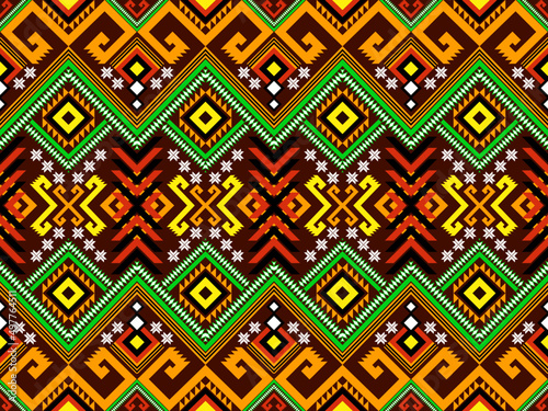 Ikat geometric folklore ornament. Tribal ethnic vector texture. Seamless striped repeat pattern embroidery. Indian, Scandinavian, Mexican, folk native for print, interior, fashion vector