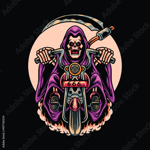grim reaper rider illustration vector design