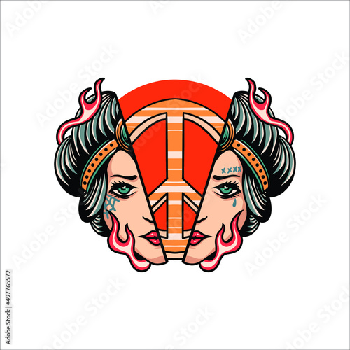 women tattoo illustration vector design