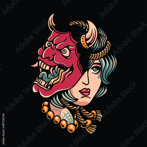 women tattoo illustration vector design