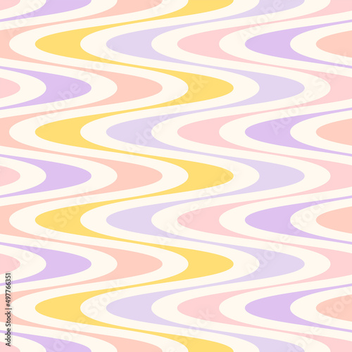 Groovy lines abstract seamless pattern. Retro 1970s nostalgic geometric background. Simple shaped colorful vector print for paper  fabric  surface.