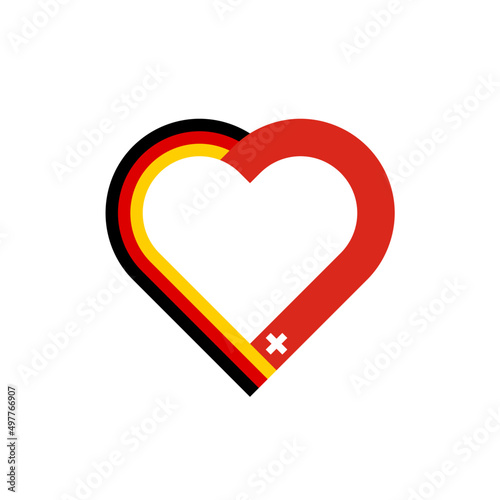unity concept. heart outline icon of germany and switzerland flags. vector illustration isolated on white background