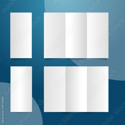 isolated realistic trifold standart leaflet editable mockup for layout presentation, empty page, set