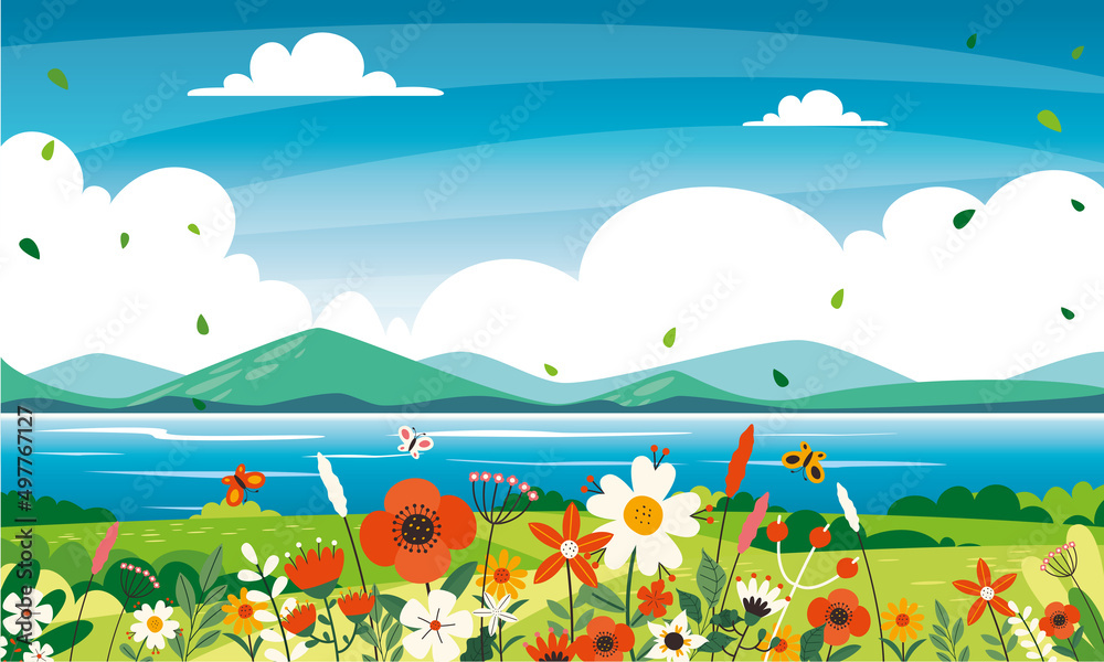 Obraz premium Blank Nature Landscape Scene Vector