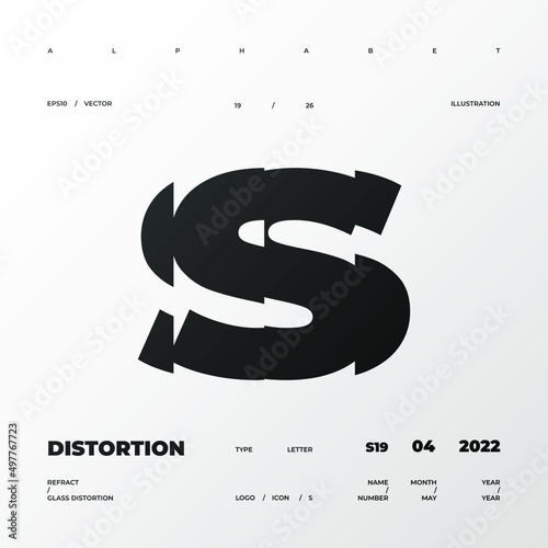 Refraction and Distortion letter. Glass Effect minimal illustration.Abstract sign, symbol for promotional poster, music poster, sale banner, brochure or logo for your brand. Eps10 vector.