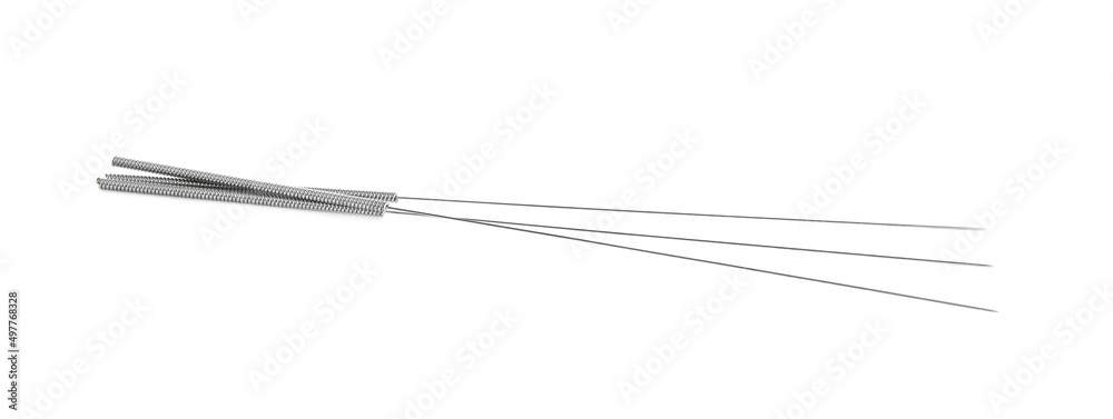 Many needles for acupuncture on white background Many needles for acupuncture on white background