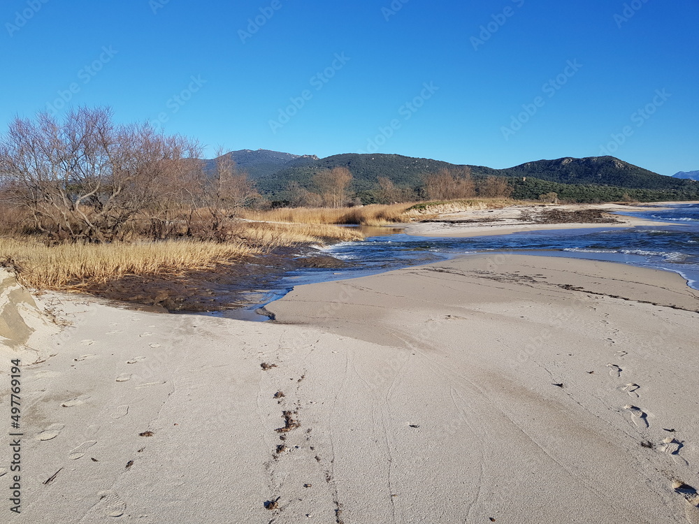 Fluss mit Sandstrand