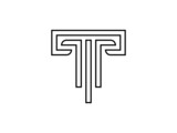T letter flat icon, logo or emblem, line art letter logo, alphabet letter t