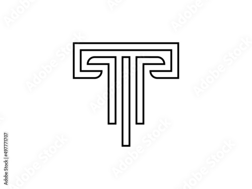 T letter flat icon, logo or emblem, line art letter logo, alphabet letter t