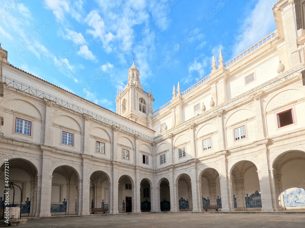 Courtyard of the Monastery of São Vicente de Foraroman catholic church and monastery in the city of Lisbon, Portugal