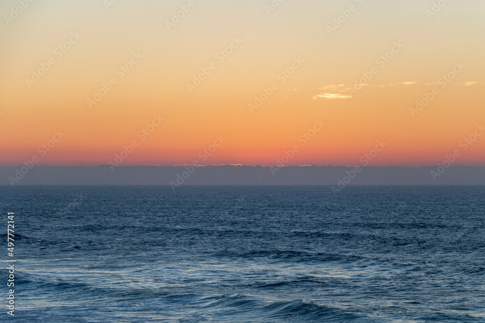 Sunset on the Atlantic ocean coast in Portugal, Europe