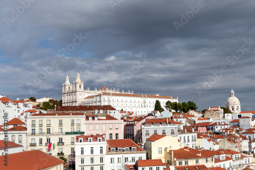 Monastery of Saint Vincent de Fora and panoramic view of Lisbon city center, Lisbon, Portugal © nomadkate