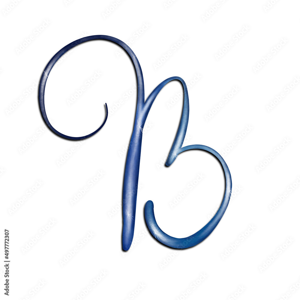 letter b watercolor with shine effect