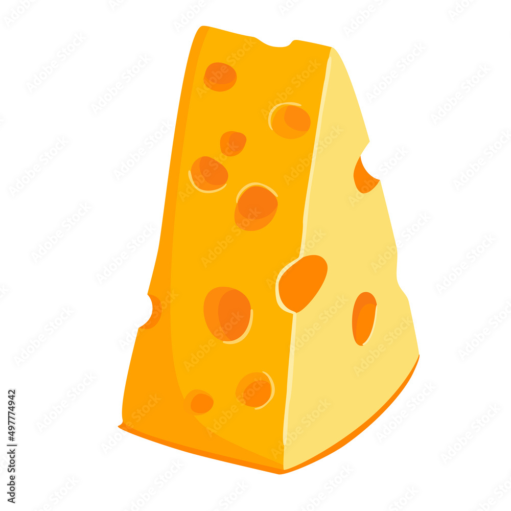 Piece of cheese cartoon. Vector illustration on white background. Piece of cheese cartoon. Vector illustration on white background.