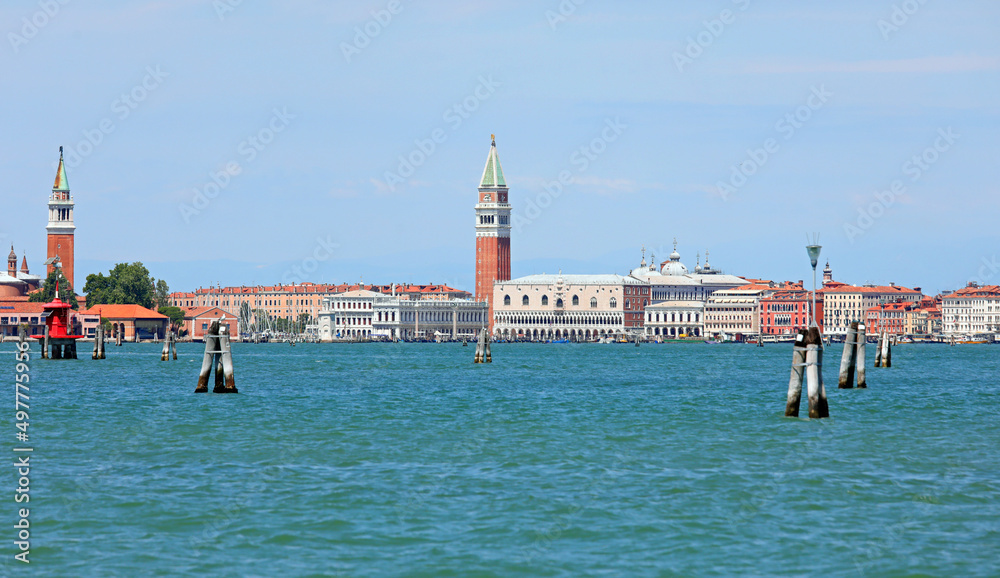 Venice View with vibrant colors and the Water of the Giudecca Canal