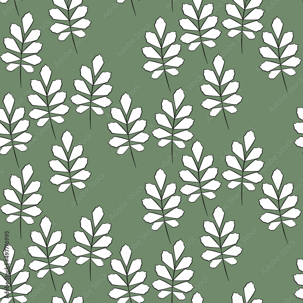 Vector seamless half-drop pattern, with leaves Vector seamless half-drop pattern, with leaves