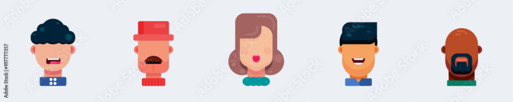Fototapeta premium Flat character avatar icon. Funny bright vector illustrations.