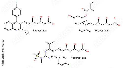 Pitavastatin, pravastatin, rosuvastatin - Members of Statin class photo