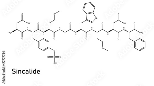 Sincalide is a cholecystokinetic drug administered by injection to aid in diagnosing disorders of the gallbladder and pancreas. It is the 8-amino acid C-terminal fragment of cholecystokinin photo