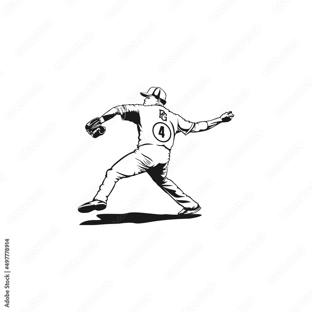 baseball player throwing ball logo inspiration