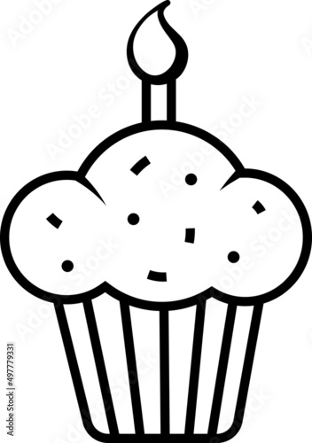 Black and white muffin with candle and birthday sprinkles