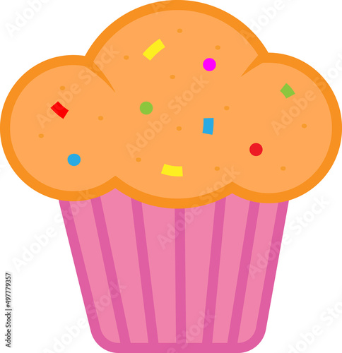 Pink muffin with birthday sprinkles