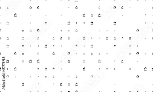 Seamless background pattern of evenly spaced black gas symbols of different sizes and opacity. Vector illustration on white background