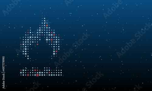 On the left is the gas symbol filled with white dots. Background pattern from dots and circles of different shades. Vector illustration on blue background with stars