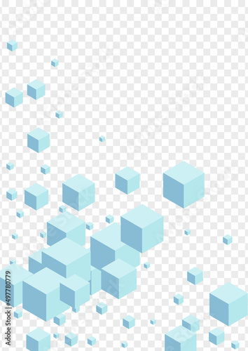 Monochrome Cubic Background Transparent Vector. Square Concept Template. Blue Box Connection Card. Blockchain Design. Gray Style Geometric.