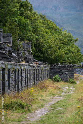 Anglesey Barracks  abandoned old miner s cottages of Dinorwic Quarry. Part of the Vivian Trail at Llanberis in Snowdonia National Park  north Wales