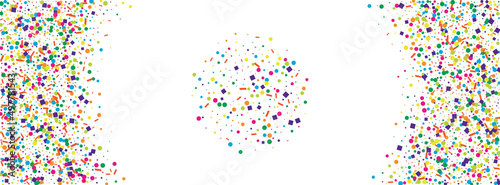 Rainbow Polka Background White Vector. Element Abstract Illustration. Colorful Parade. Multicolored Dot Festive. Geometric Paper Design.