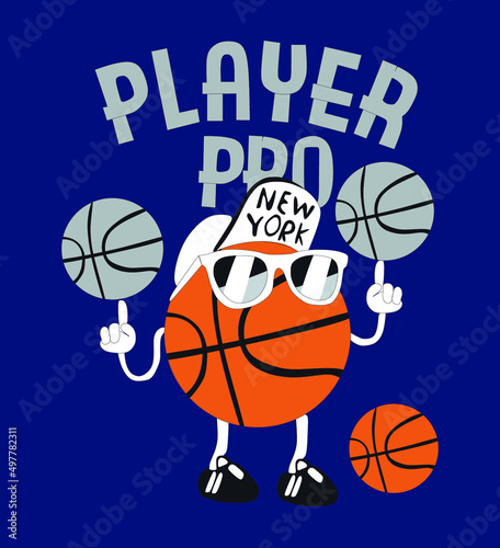 cute basketball spinning two balls on his fingers