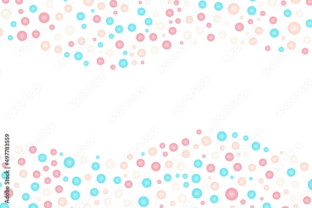 Blue, pink, and cream bubble wave frame on the white background. Blue, pink, and cream bubble wave frame on the white background.