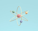 3D atom symbol in pastel colors