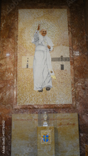 Mosaic representing Pope John Paul II inside the church Santa Maria delle Grazie in San Giovanni Rotondo