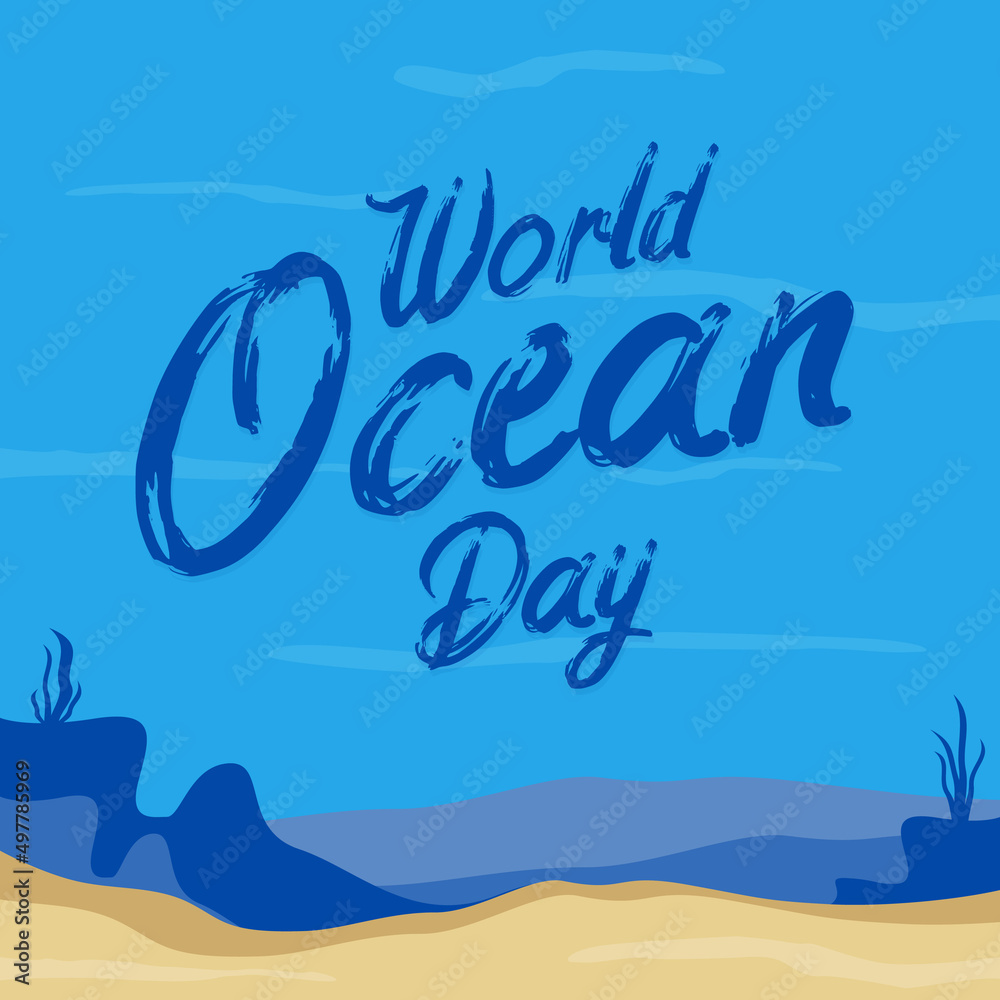Concept card for the World Ocean Day abstract silhouette background