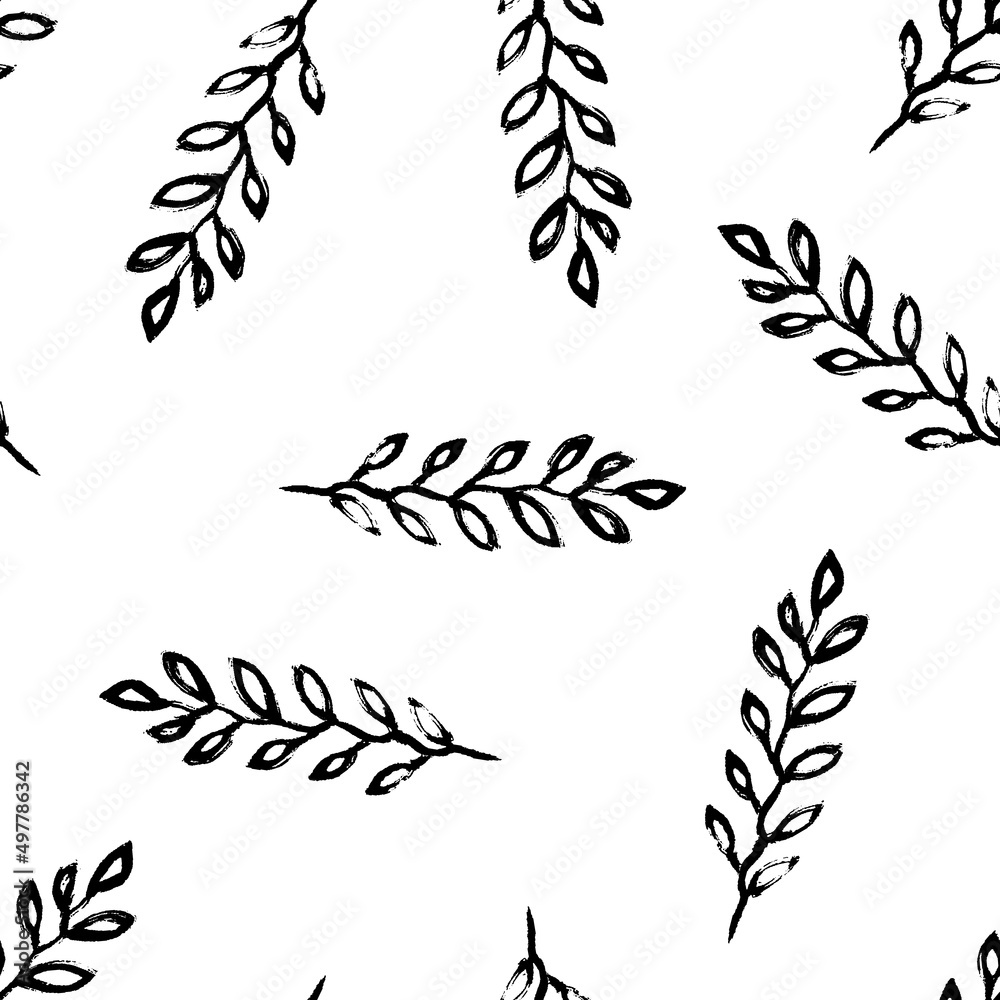 Seamless texture from floral twigs. Vector illustration template