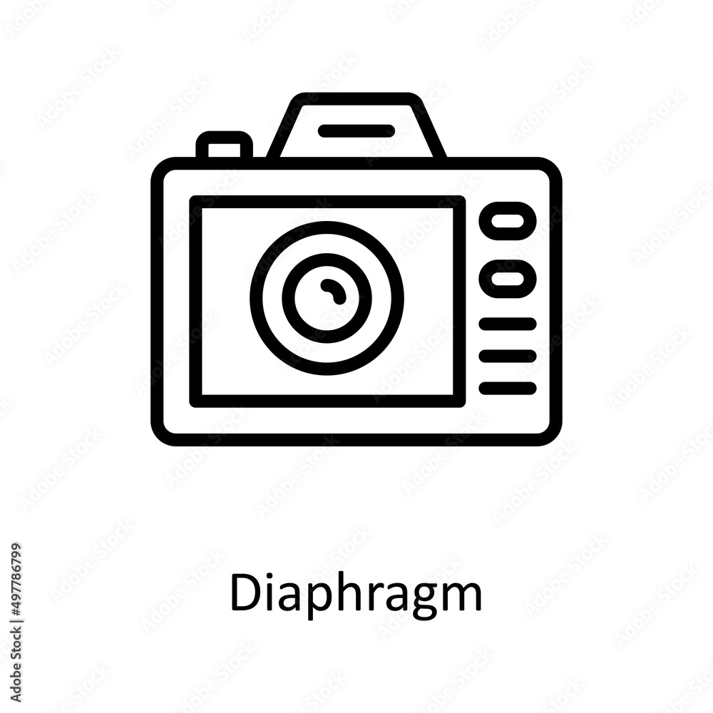 Diaphragm vector outline icon for web isolated on white background EPS 10 file Diaphragm vector outline icon for web isolated on white background EPS 10 file