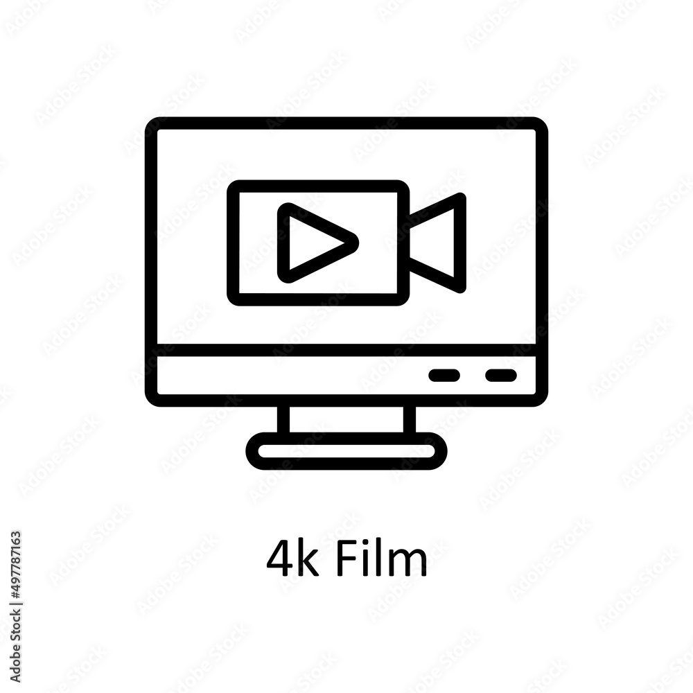 4K Film vector outline icon for web isolated on white background EPS 10 file 4K Film vector outline icon for web isolated on white background EPS 10 file