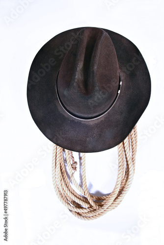 black cowboy hat with rope