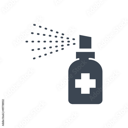 Medical alcohol spray disinfector related vector glyph icon. Disinfector sign. Sanitizer icon. Isolated on white background. Editable vector illustration