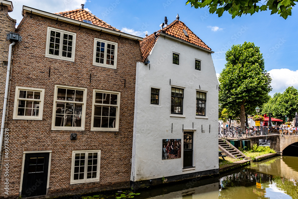 Exterior of a historical house in the old city of Oudewater, Utrecht, The Netherlands - Europe