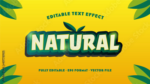 Natural Editable Text Effect in Green and Yellow for Fresh Vegetables, Food and Drink Label or Sticker