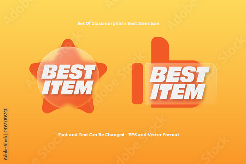 Set of Glassmorphism Icon for Best Item, Best Product, Top Seller or Recommended Product