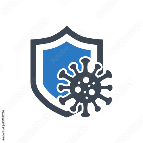 Coronavirus Protection related vector glyph iconCoronavirus Protection related vector glyph icon. Shield protects against coronavirus. Coronavirus Protection sign. Isolated on white background. Editab