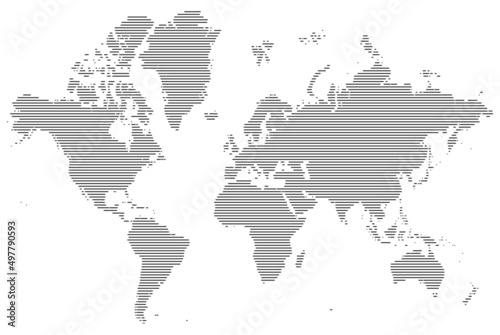 World map stripe pattern (line pattern). World map illustration
