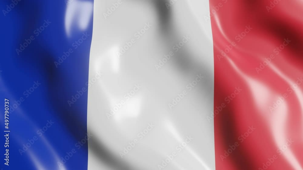 3d render waving flag of France country. National flag in wind ...