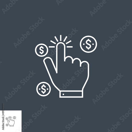 Pay Per Click Line IconPay Per Click Related Vector Thin Line Icon. Isolated on Black Background. Editable Stroke. Vector Illustration
