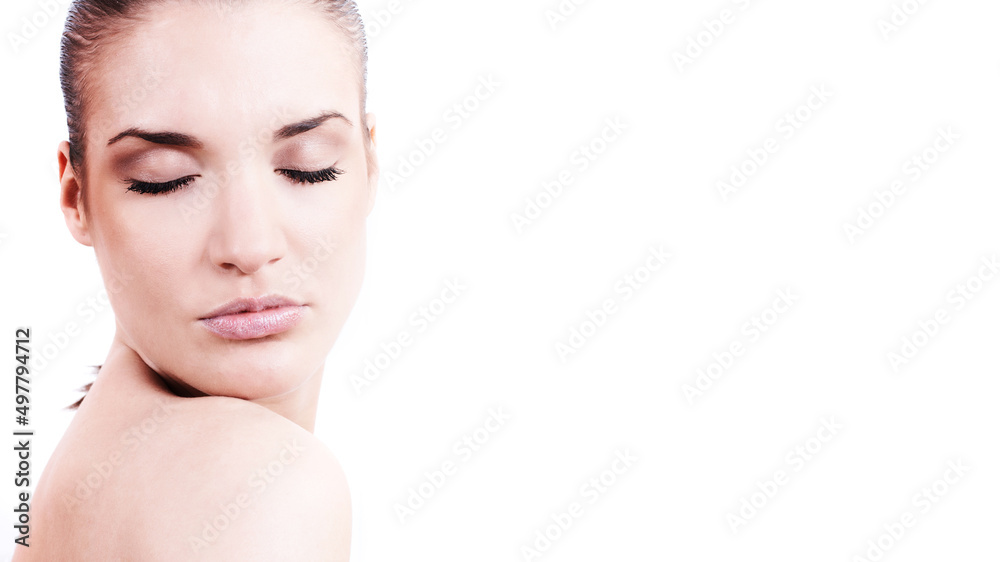 Portrait of beautiful young woman. Closed eyes. Clean and perfect skin. Closeup portrait. Healthy fresh skin. Skincare concept. Portrait of beautiful young woman. Closed eyes. Clean and perfect skin. Closeup portrait. Healthy fresh skin. Skincare concept.