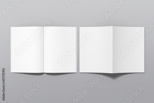 Blank A4 photorealistic Realistic brochure mockup on light grey background